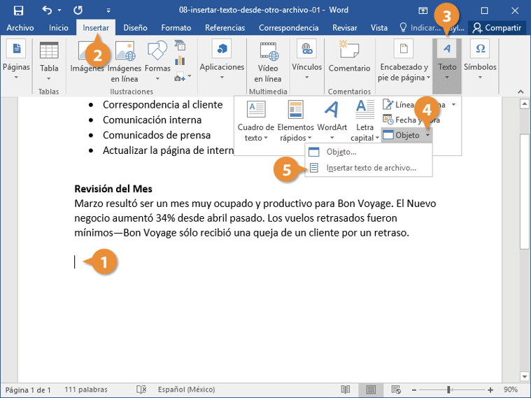 Como Insertar Texto en Word