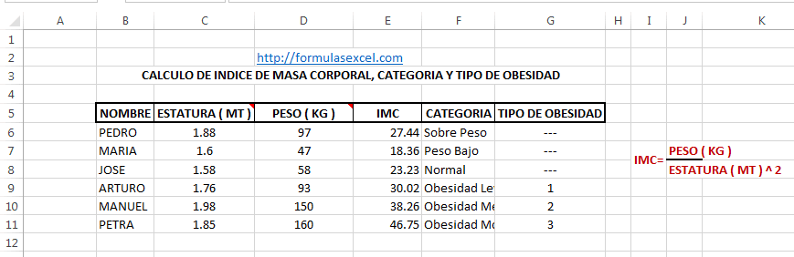 Como Sacar Imc en Excel