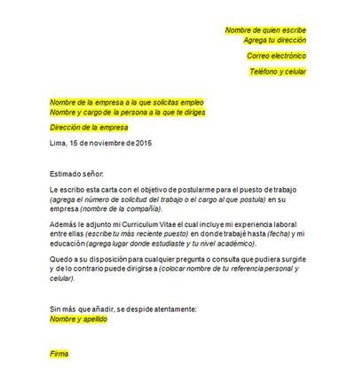 Como Solicitar Trabajo Por Correo