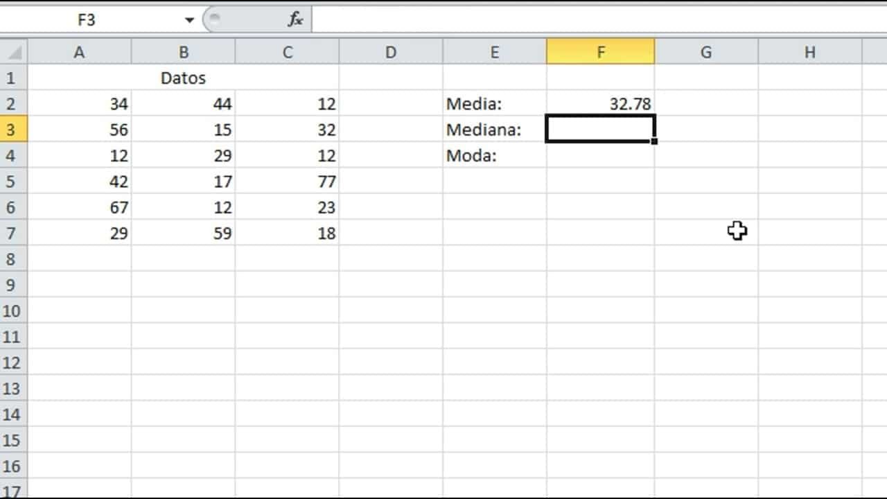 Cómo calcular moda, media y mediana en Excel