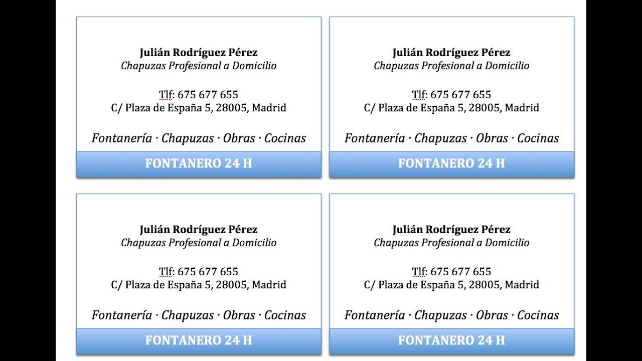 Guía para crear múltiples tarjetas de visita en una sola hoja