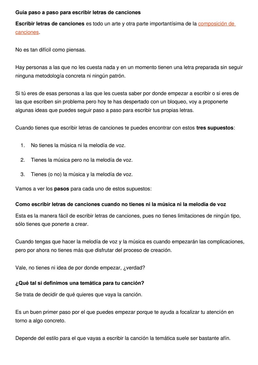 Guía para escribir melodías de canciones